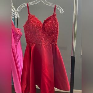 Red fit and flare dress